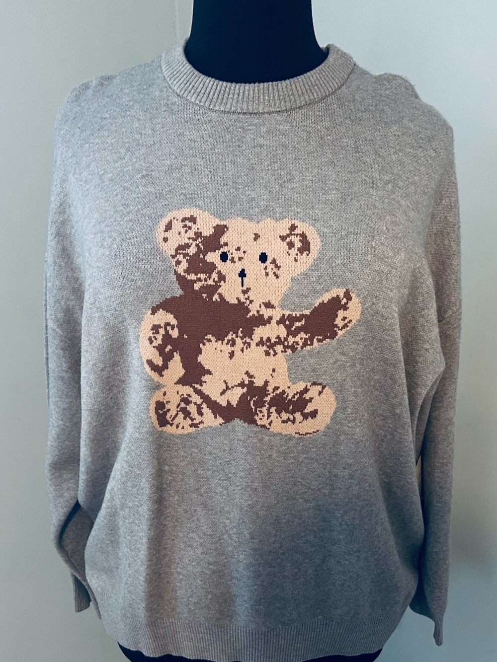 NWT Teddy Bear Grey Knit Sweater 2x